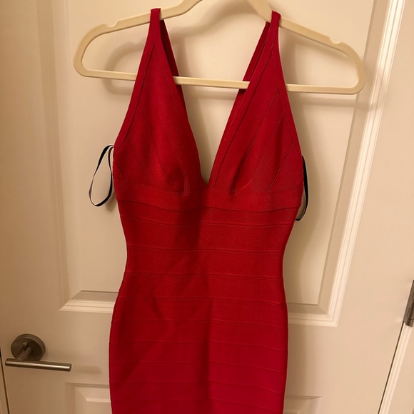 Herve Leger Lipstick Red Bandage Mini Dress - Picture 1 of 5
